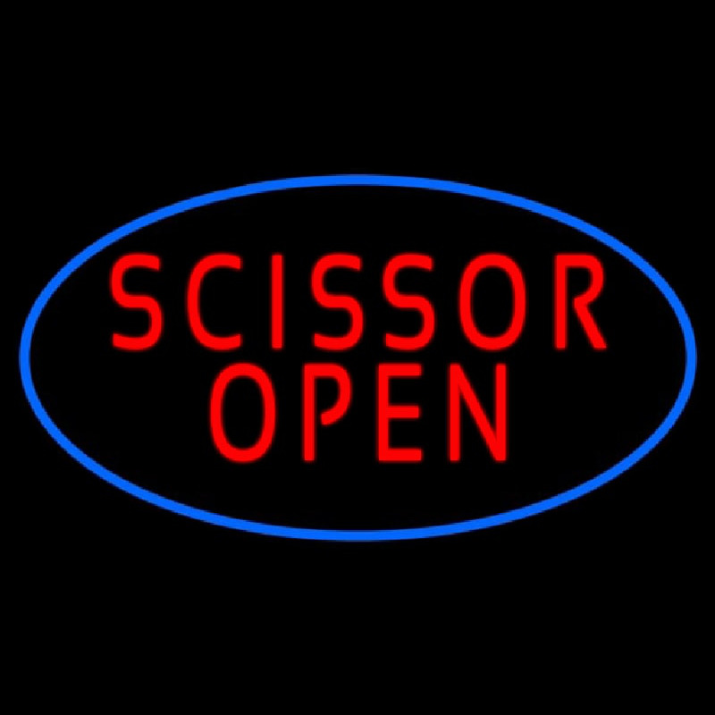 Scissor Open With Blue Border Leuchtreklame