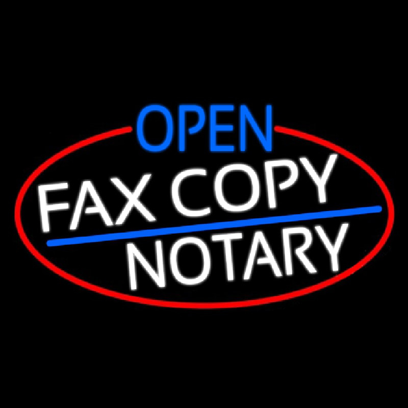 Open Fa  Copy Notary Oval With Red Border Leuchtreklame