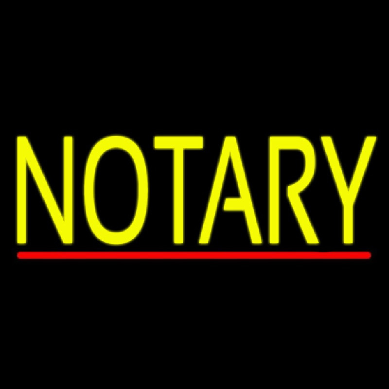 Yellow Notary With Red Line Leuchtreklame