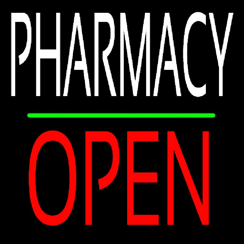 Pharmacy Block Open Green Line Leuchtreklame