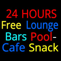 24 Hours Free Lounge Bars Pool Cafe Snack Leuchtreklame