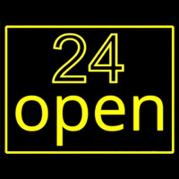 24 Open With Yellow Border Leuchtreklame