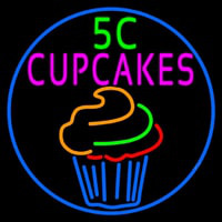 5c Cupcakes In Blue Round Leuchtreklame