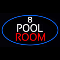 8 Pool Room Oval With Blue Border Leuchtreklame