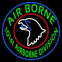 Airborne With Blue Round Leuchtreklame