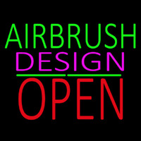 Airbrush Design Block Open Green Line Leuchtreklame