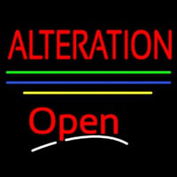 Alteration Open Yellow Line Leuchtreklame