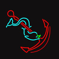 Anchor With Fish Logo Leuchtreklame