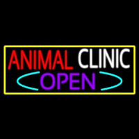 Animal Clinic Open With Yellow Border Leuchtreklame