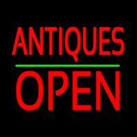 Antiques Block Open Green Line Leuchtreklame