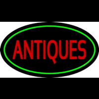 Antiques Green Oval Leuchtreklame