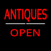 Antiques Open White Line Leuchtreklame