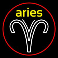 Aries Yellow Zodiac Border Red Leuchtreklame