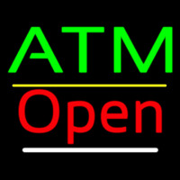 Atm Open Yellow Line Leuchtreklame