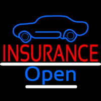 Auto Insurance With Car Logo Open Leuchtreklame