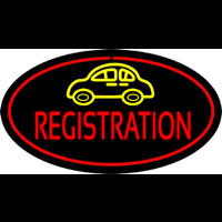 Auto Registration Oval Red Leuchtreklame