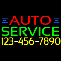 Auto Service With Phone Number Leuchtreklame