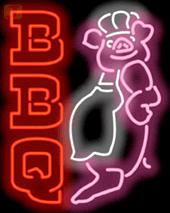 BBQ Pig Chef Leuchtreklame