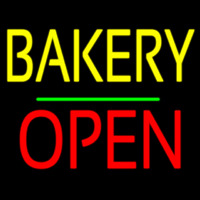 Bakery Block Open Green Line Leuchtreklame
