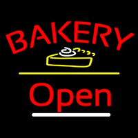Bakery Logo Open Yellow Line Leuchtreklame