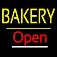 Bakery Open Yellow Line Leuchtreklame