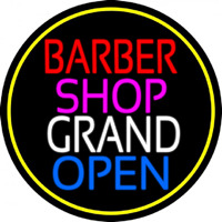 Barber Shop Grand Open With Yellow Border Leuchtreklame