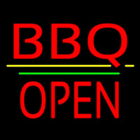 Bbq Block Open Green Line Leuchtreklame