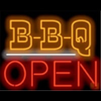 Bbq Open Barbeque Restaurant Board Leuchtreklame