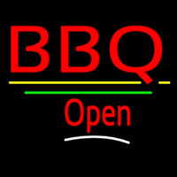 Bbq Open Yellow Line Leuchtreklame