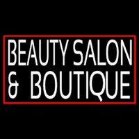 Beauty Salon And Boutique With Red Border Leuchtreklame