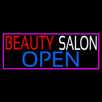 Beauty Salon Open Pink Border Leuchtreklame