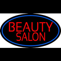 Beauty Salon Oval With Blue Border Leuchtreklame