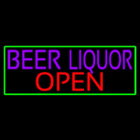 Beer Liquor Open With Green Border Leuchtreklame