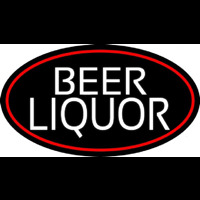 Beer Liquor Oval With Red Border Leuchtreklame