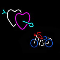 Bike With Heart Logo Leuchtreklame