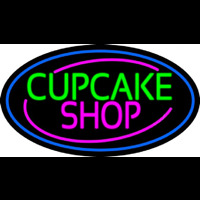 Block Cupcake Shop With Blue Round Leuchtreklame