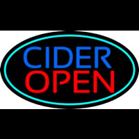 Blue Cider Open With Turquoise Oval Leuchtreklame