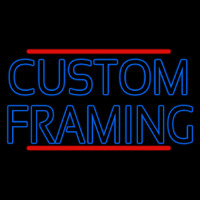 Blue Custom Framing With Lines Leuchtreklame