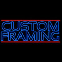 Blue Custom Framing With Red Lines Leuchtreklame