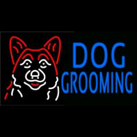 Blue Dog Grooming With Logo Leuchtreklame