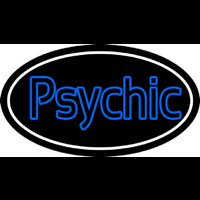 Blue Double Stroke Psychic White Border Leuchtreklame