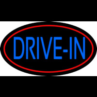 Blue Drive In With Red Border Leuchtreklame