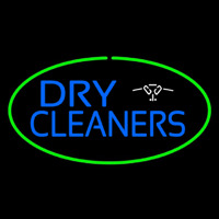 Blue Dry Cleaners Logo Oval Green Leuchtreklame