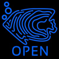 Blue Fish Open Block 1 Leuchtreklame