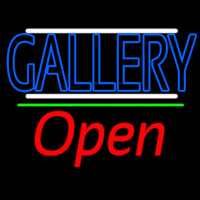Blue Gallery With White Line With Open 2 Leuchtreklame