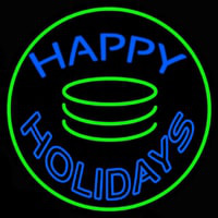 Blue Happy Holidays Block Leuchtreklame