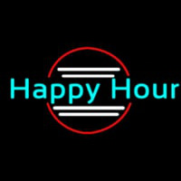 Blue Happy Hour Leuchtreklame