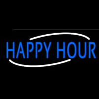 Blue Happy Hour Leuchtreklame