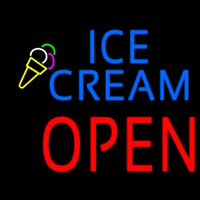 Blue Ice Cream Block Open Leuchtreklame