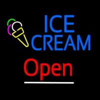 Blue Ice Cream Open With Logo Leuchtreklame